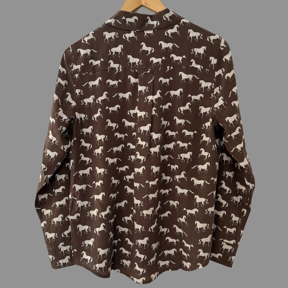 Rails "Kate" Silk Brown Horse Print Button Up Blouse M NWT ($268) - Picture 3 of 12